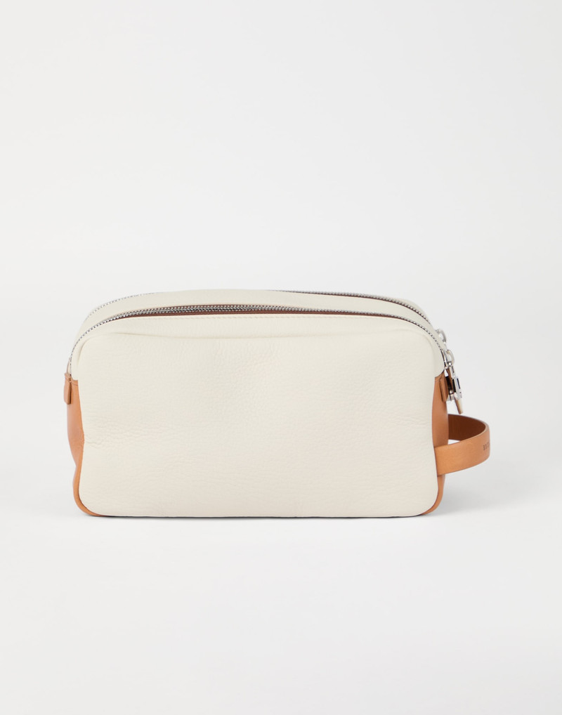 Brunello Cucinelli Cowhide beauty case with double zipper outlook