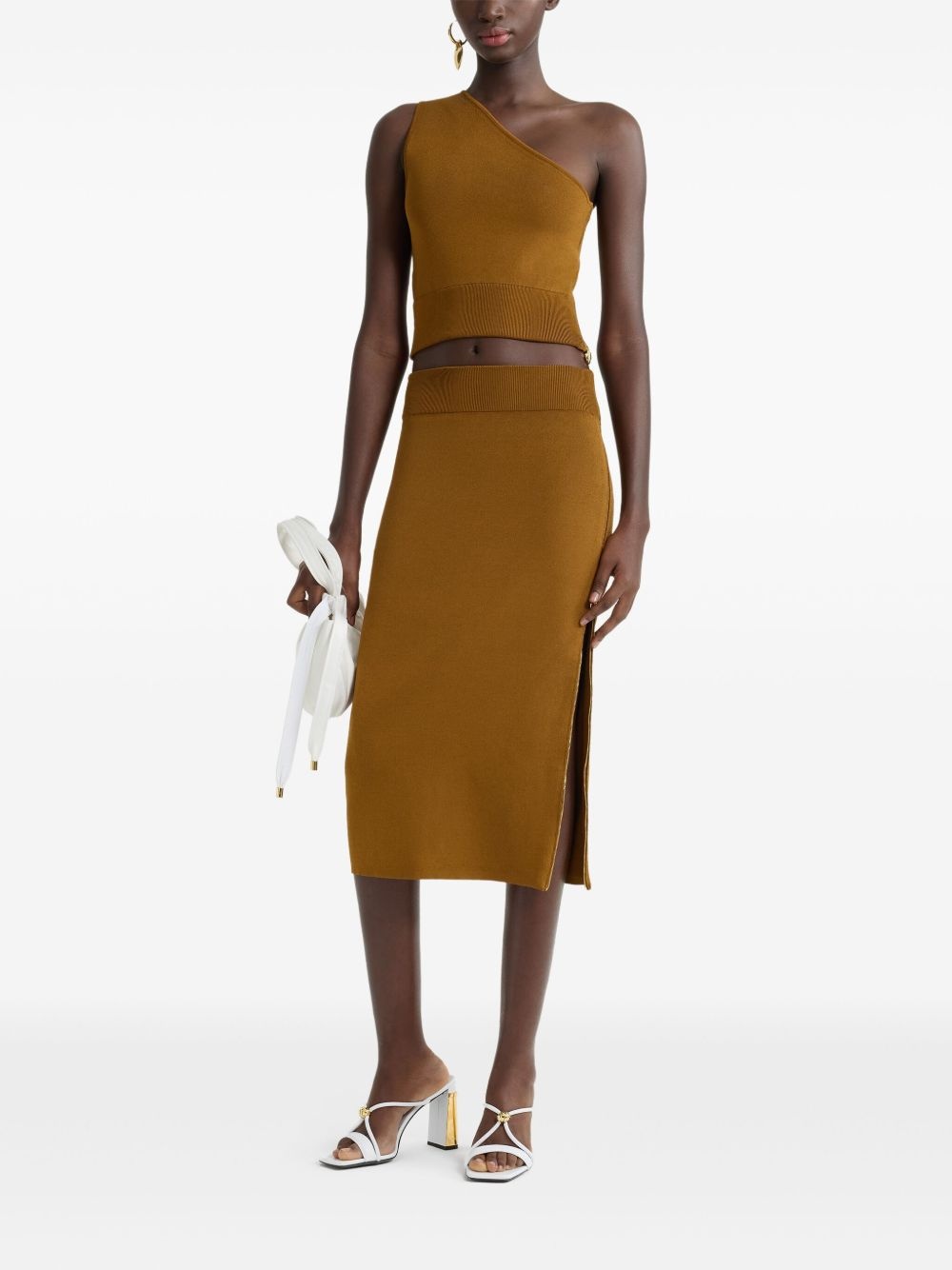 one-shoulder knitted top - 2
