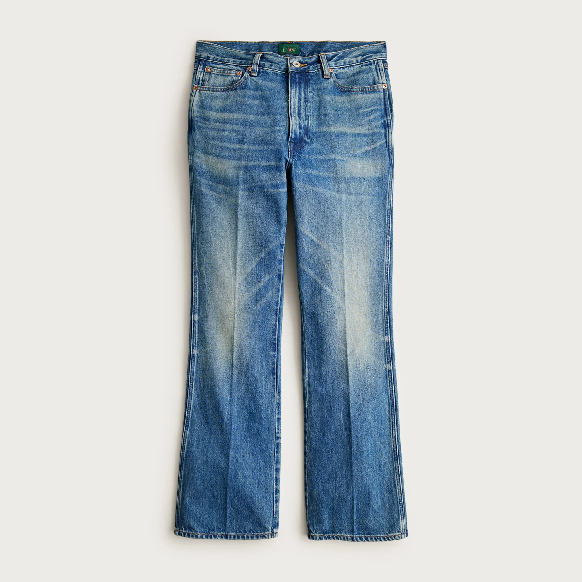 Bootcut creased jean in vintage medium wash - 1