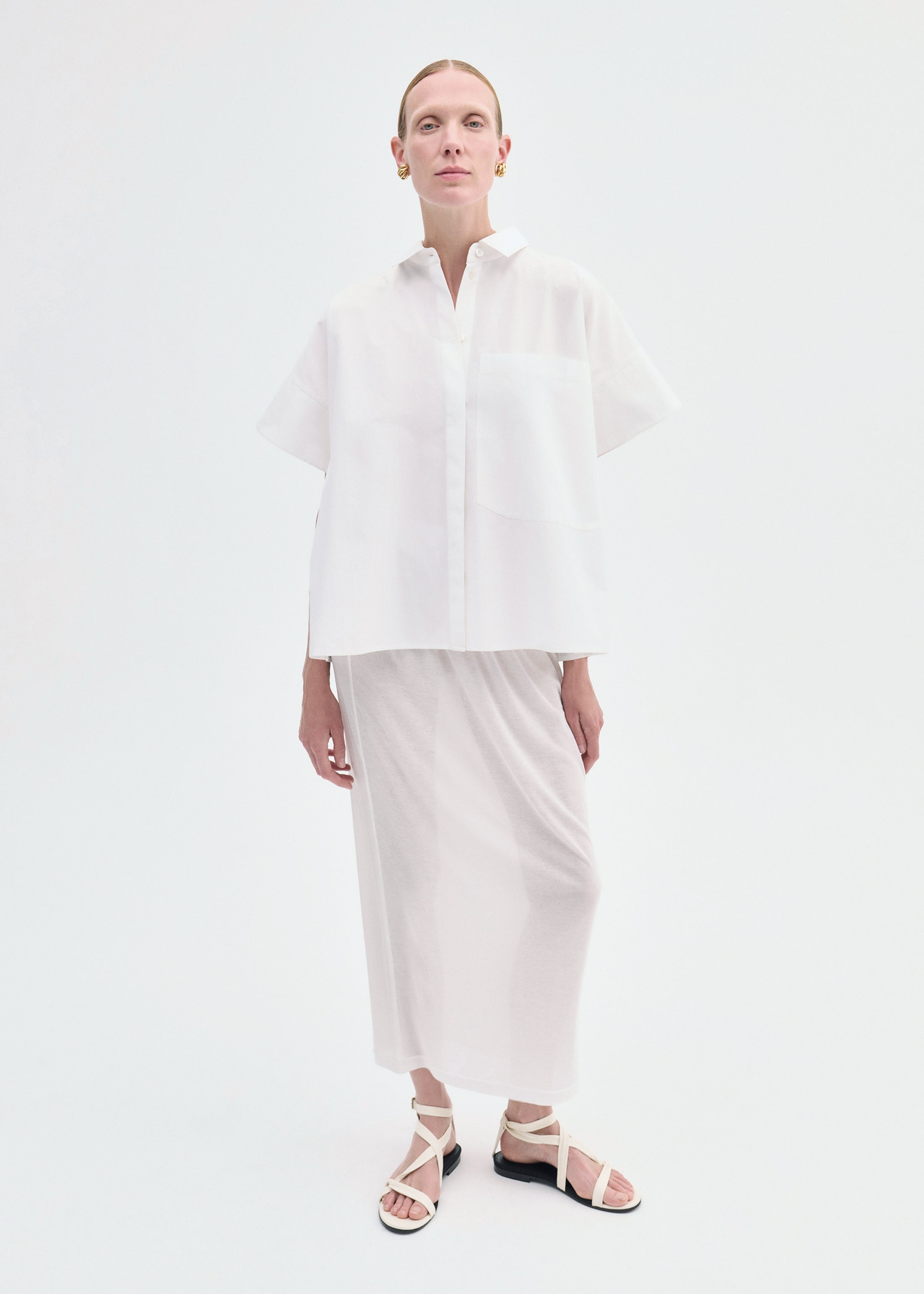 Pencil Skirt in Cotton Jersey -Ivory - 2