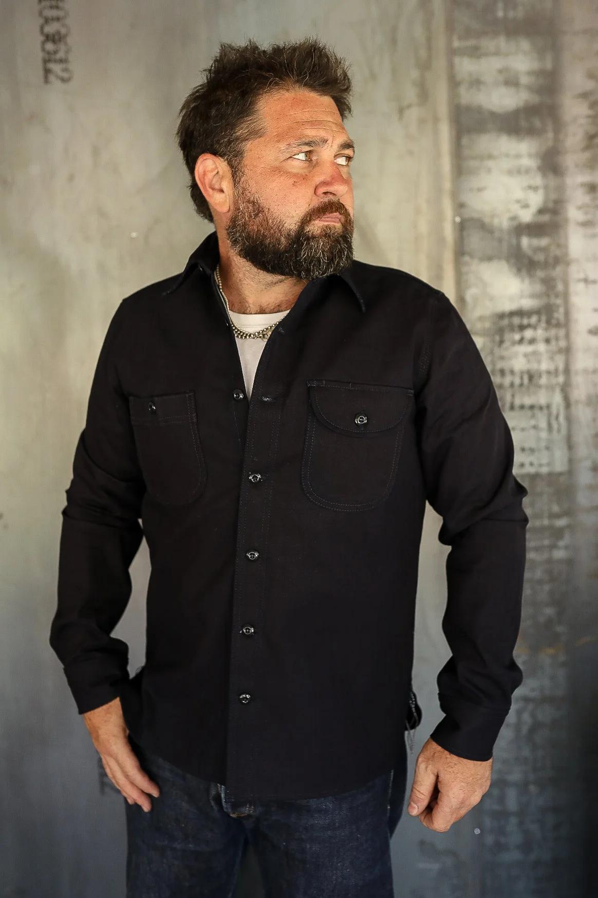 INDIGO SELVEDGE CANVAS, ISC WORK SHIRT - 1