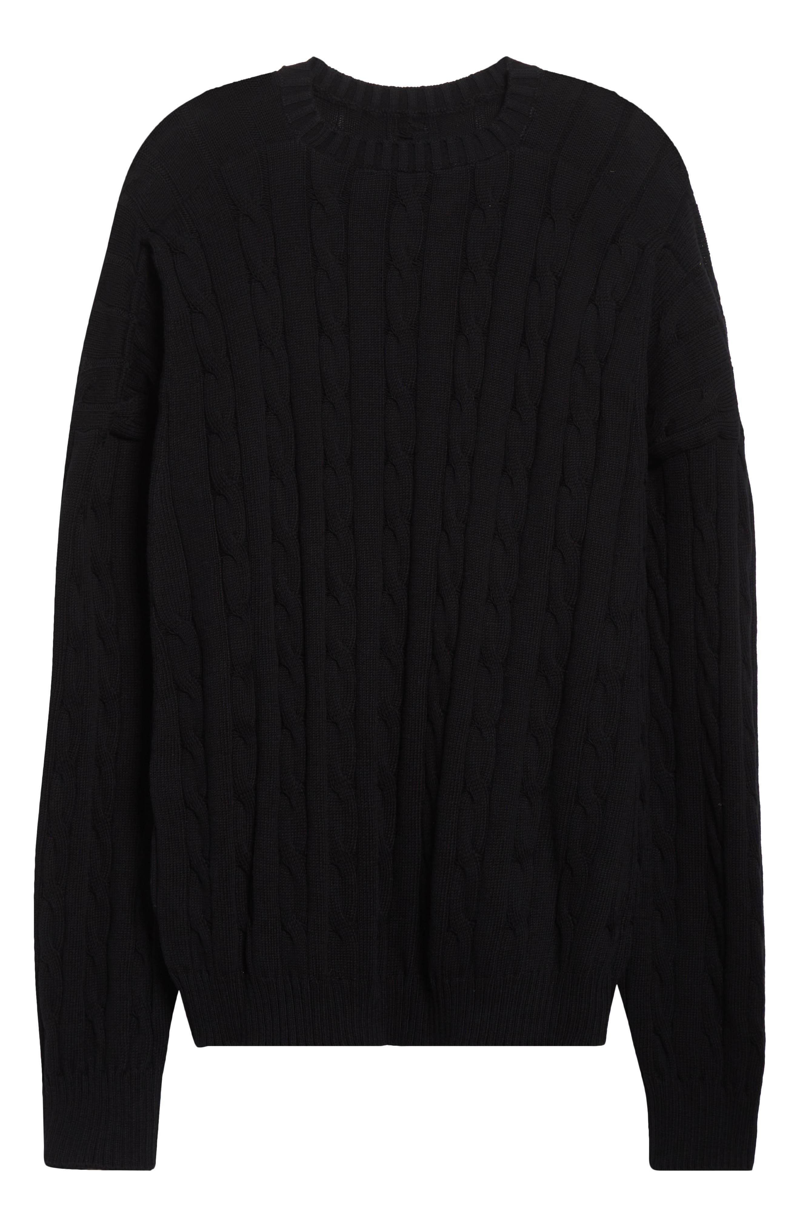 Balenciaga Cotton Cable Knit Sweater in 1000 Black at Nordstrom - 6