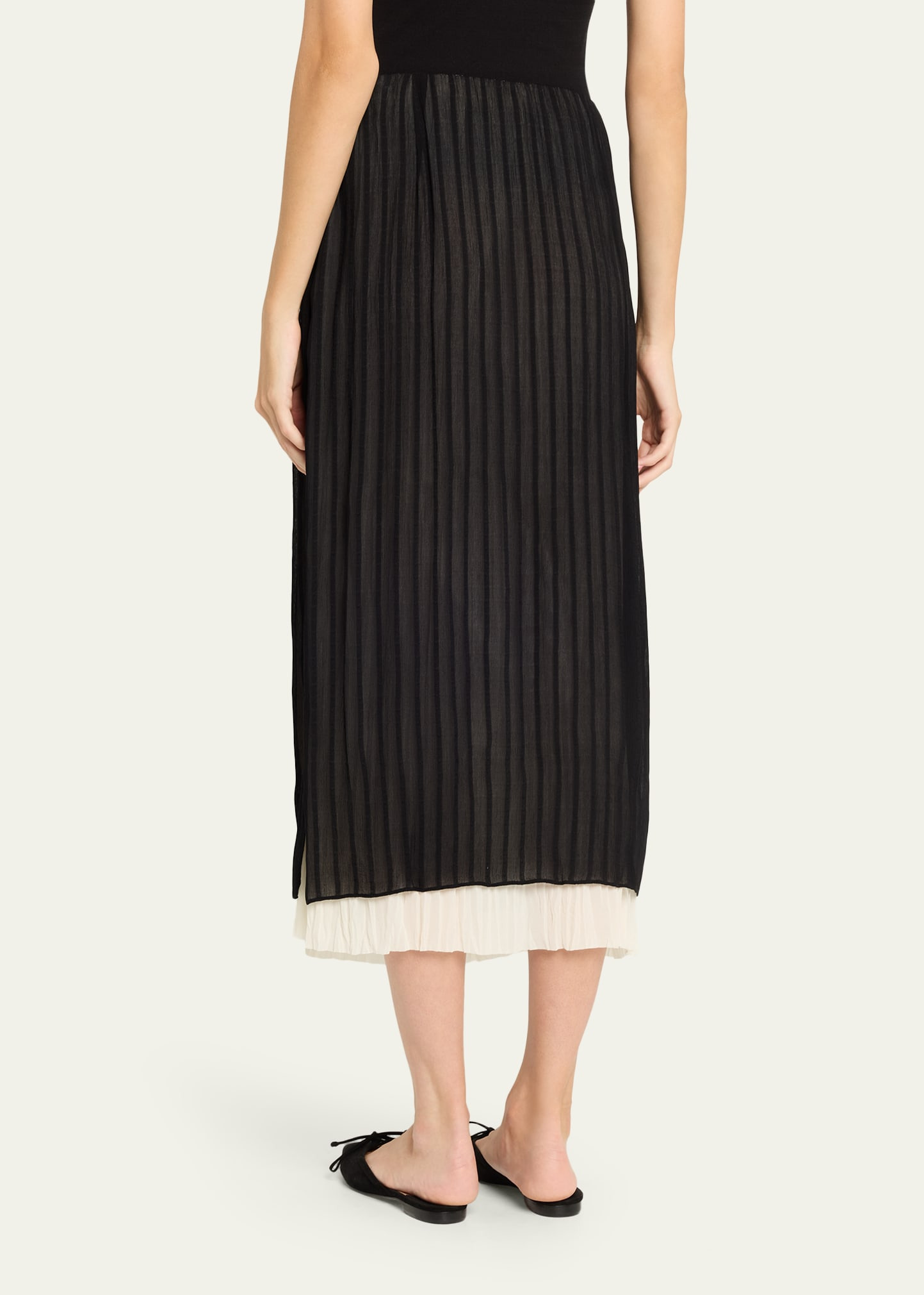 Layered Pleated Midi Skirt - 3