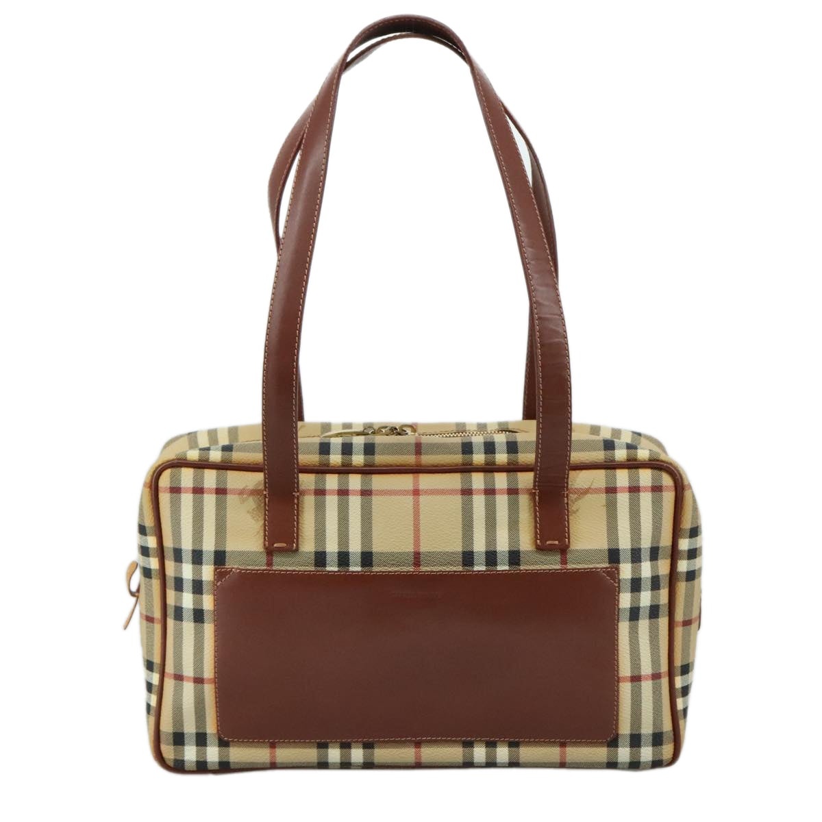 Burberry Nova Check Shoulder Bag Pvc Leather Beige - 13