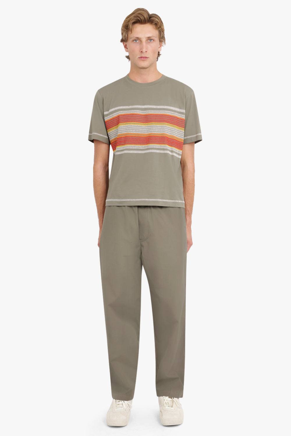 FLATLOCK STRIPE T-SHIRT | OLIVE - 2