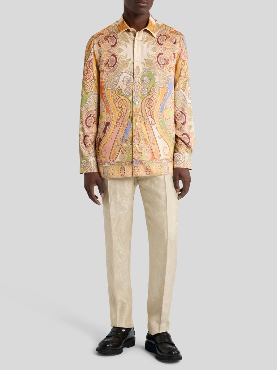 LONG PAISLEY SHIRT WITH STRIPES - 4
