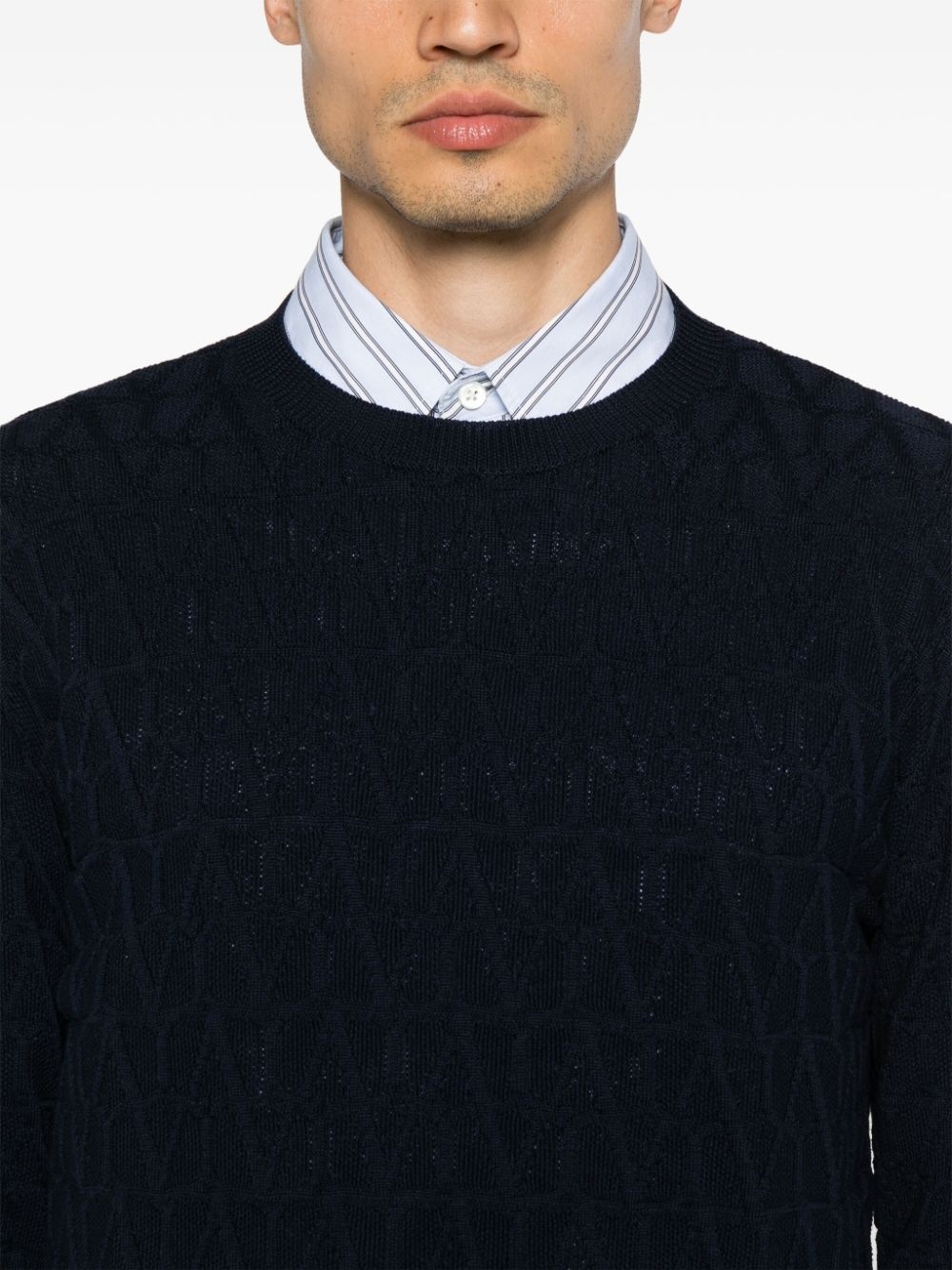 Optical Valentino-jacquard cotton jumper - 5