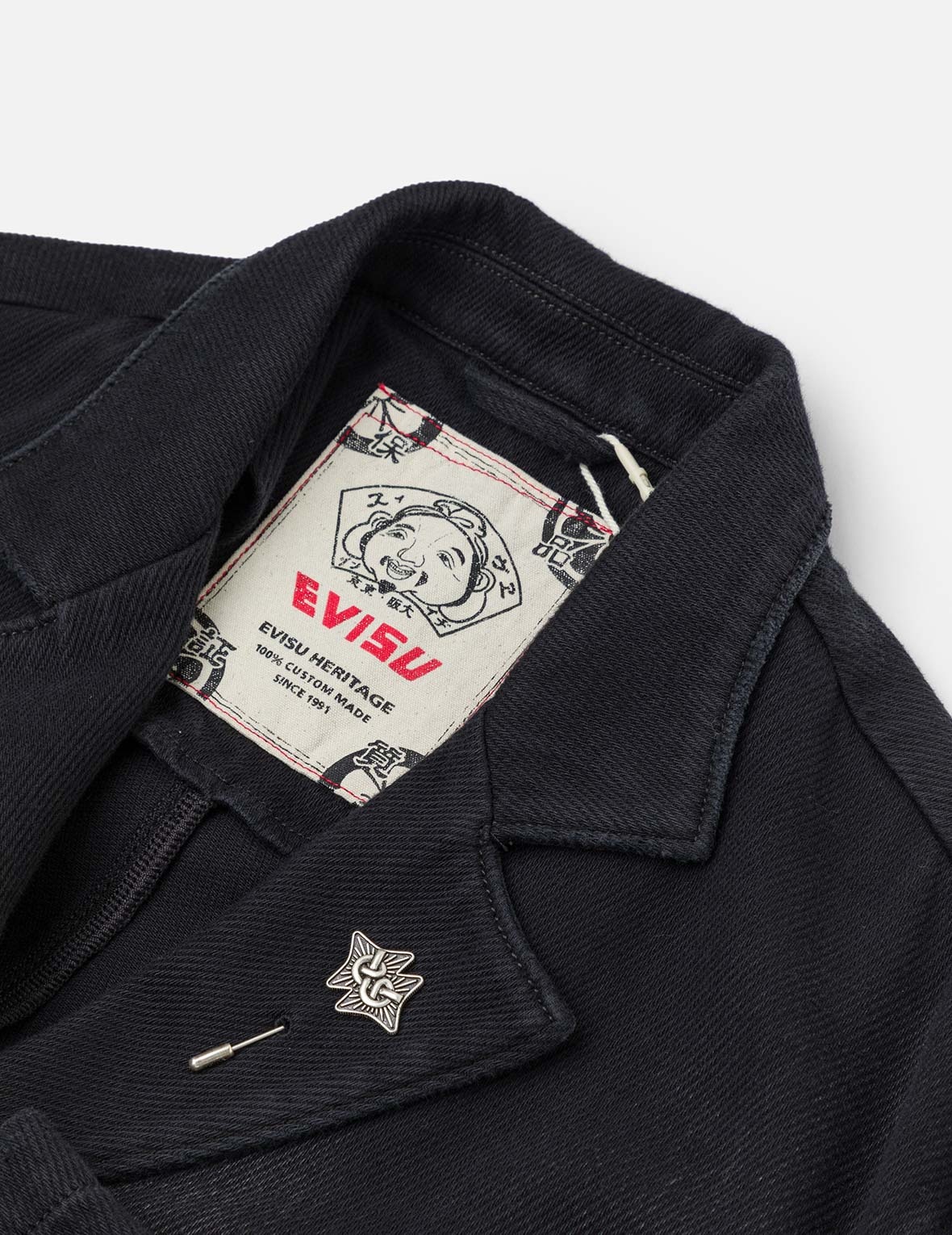 Seagull and Logo Embroidery Relax Fit Denim Blazer - 5