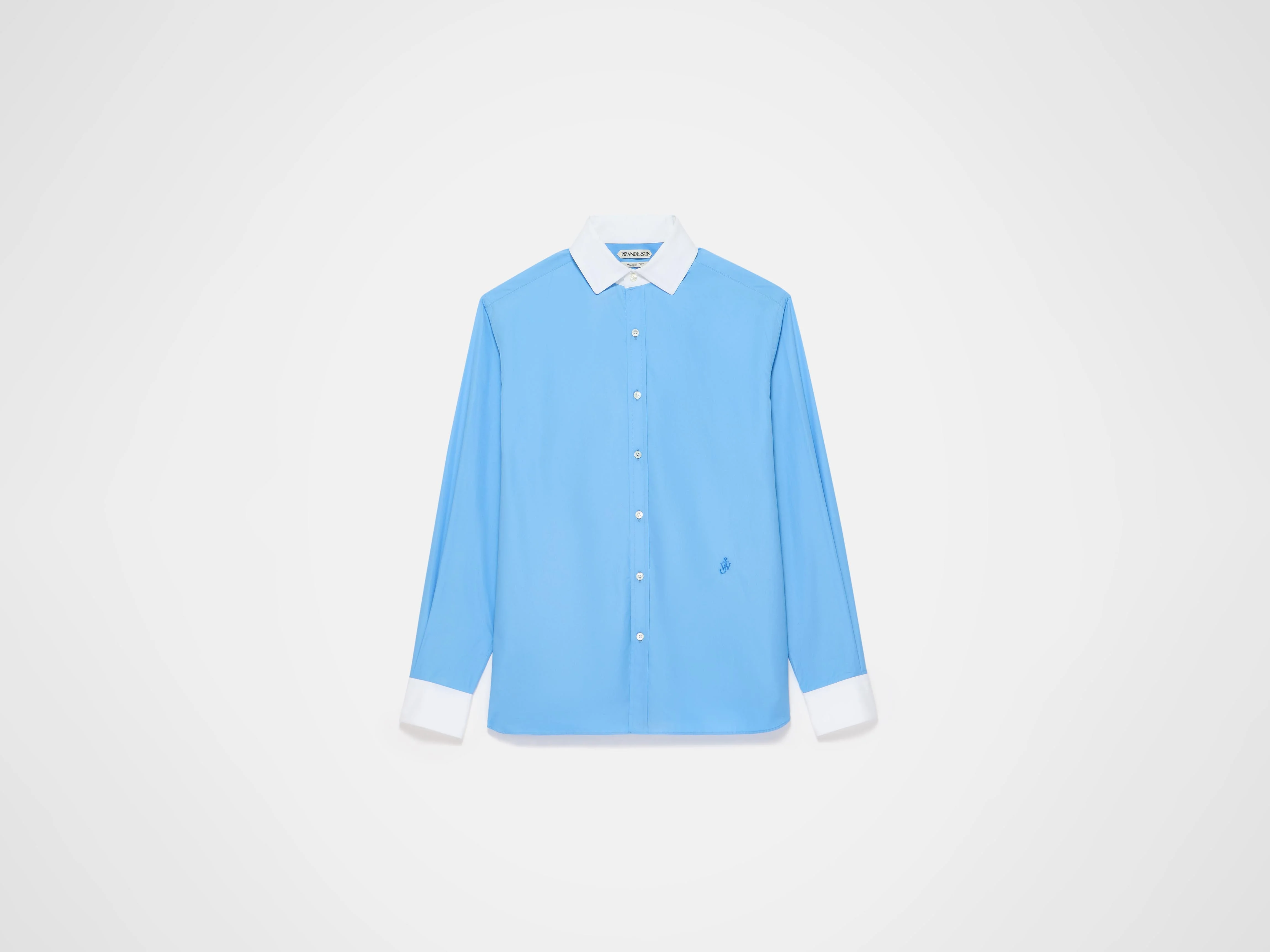 CONTRAST COLLAR DRESS SHIRT IN CORNFLOWER BLUE - 1