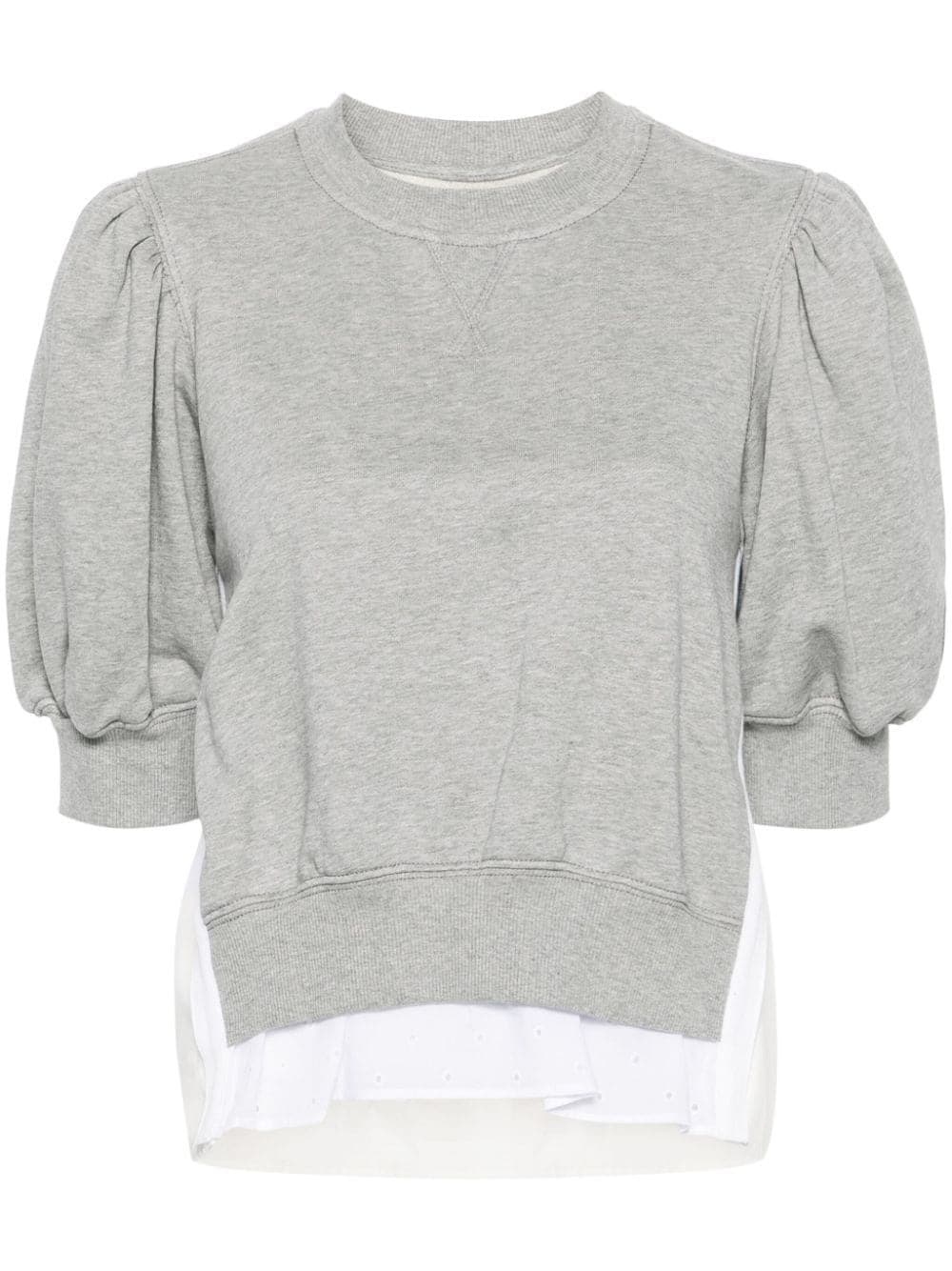 broderie-anglaise cropped sweatshirt - 1