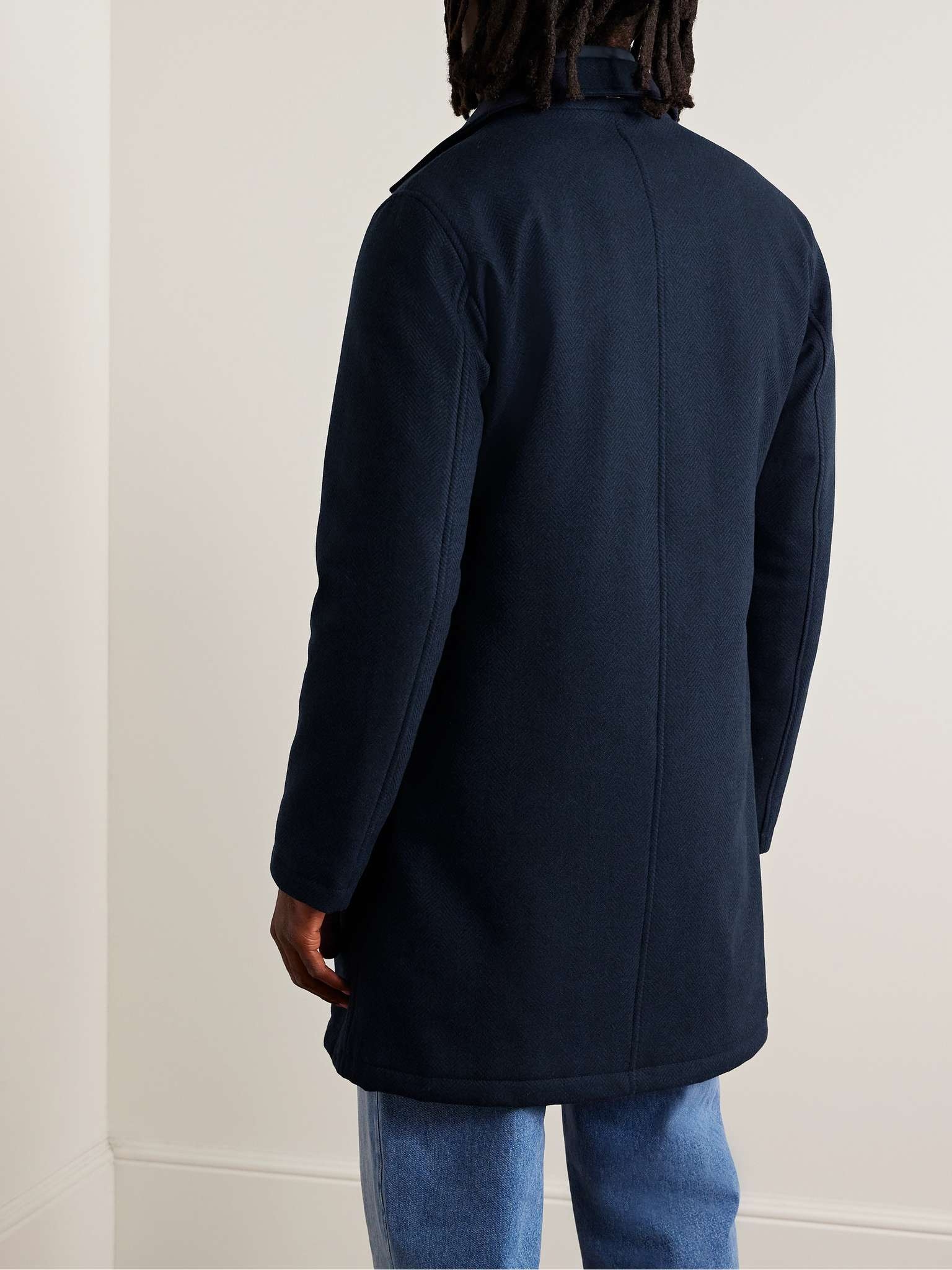 Herringbone Wool and Shell Coat with Detachable Gilet - 4