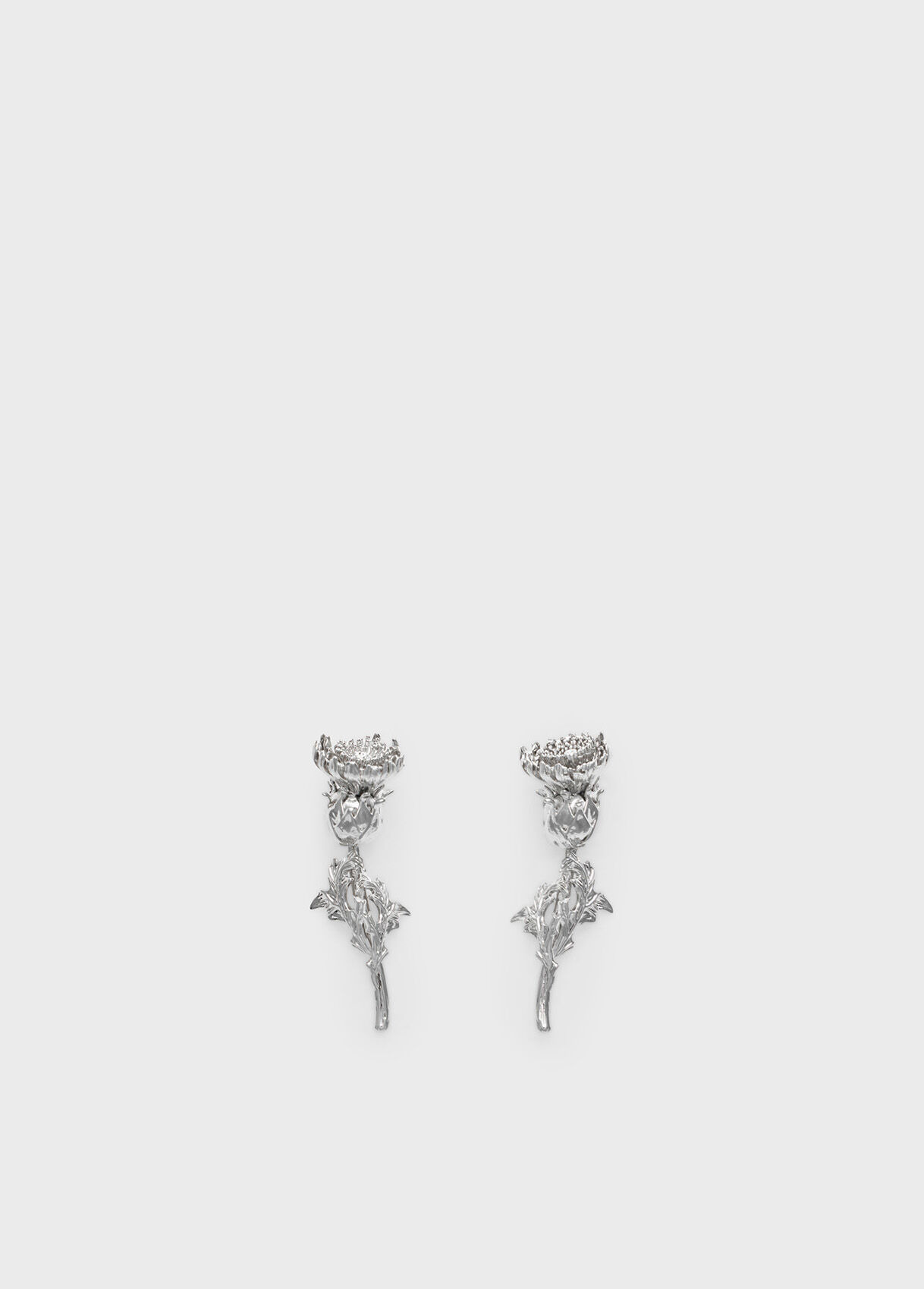METAL FLOWER AND RHINESTONE EARRINGS - 2