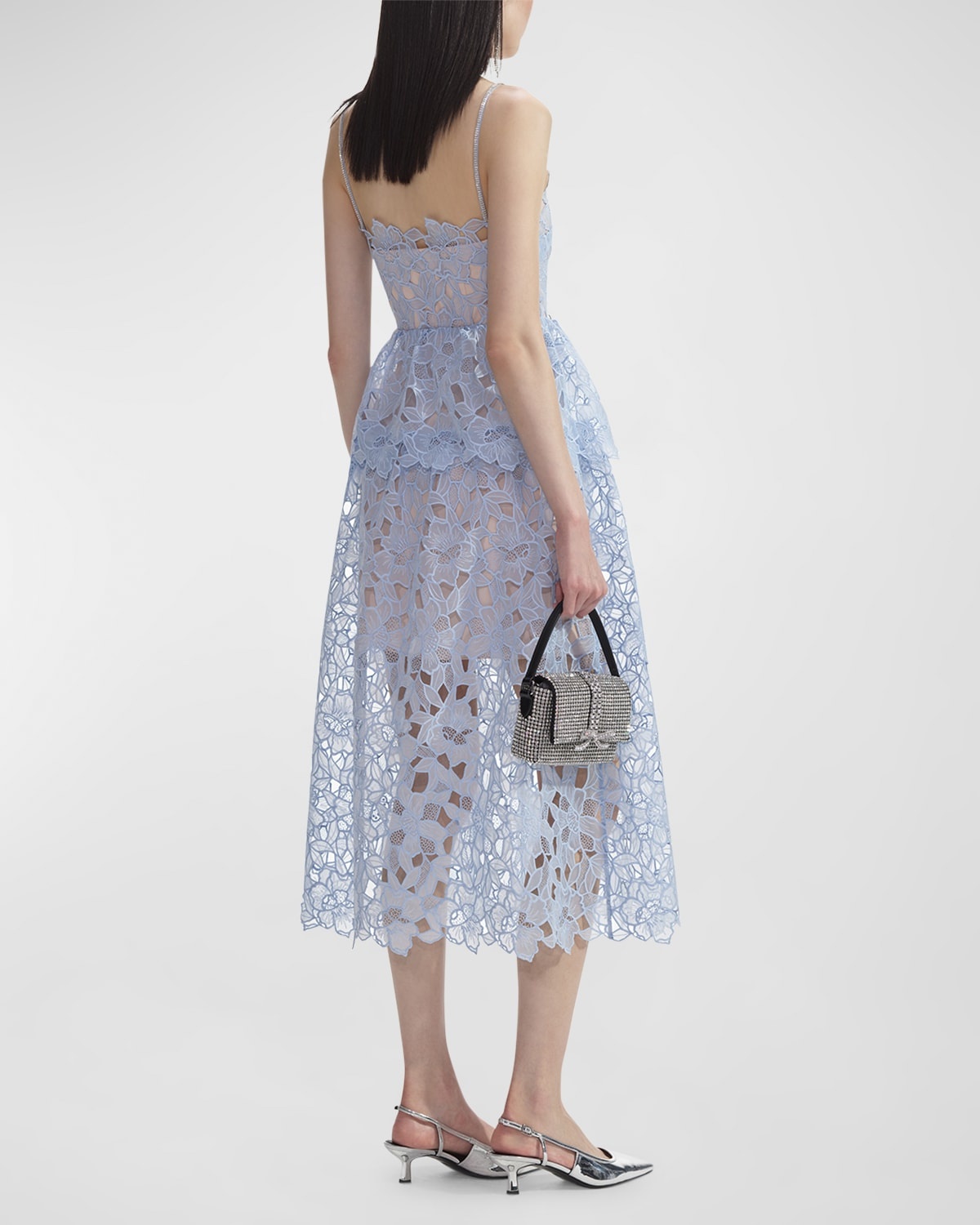 Organza Lace Tiered Midi Dress - 3