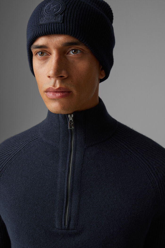 Dash Half-zipper knitted pullover in Navy blue - 4