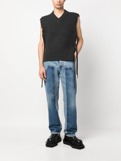 Balmain hybrid panelled straight-leg jeans outlook