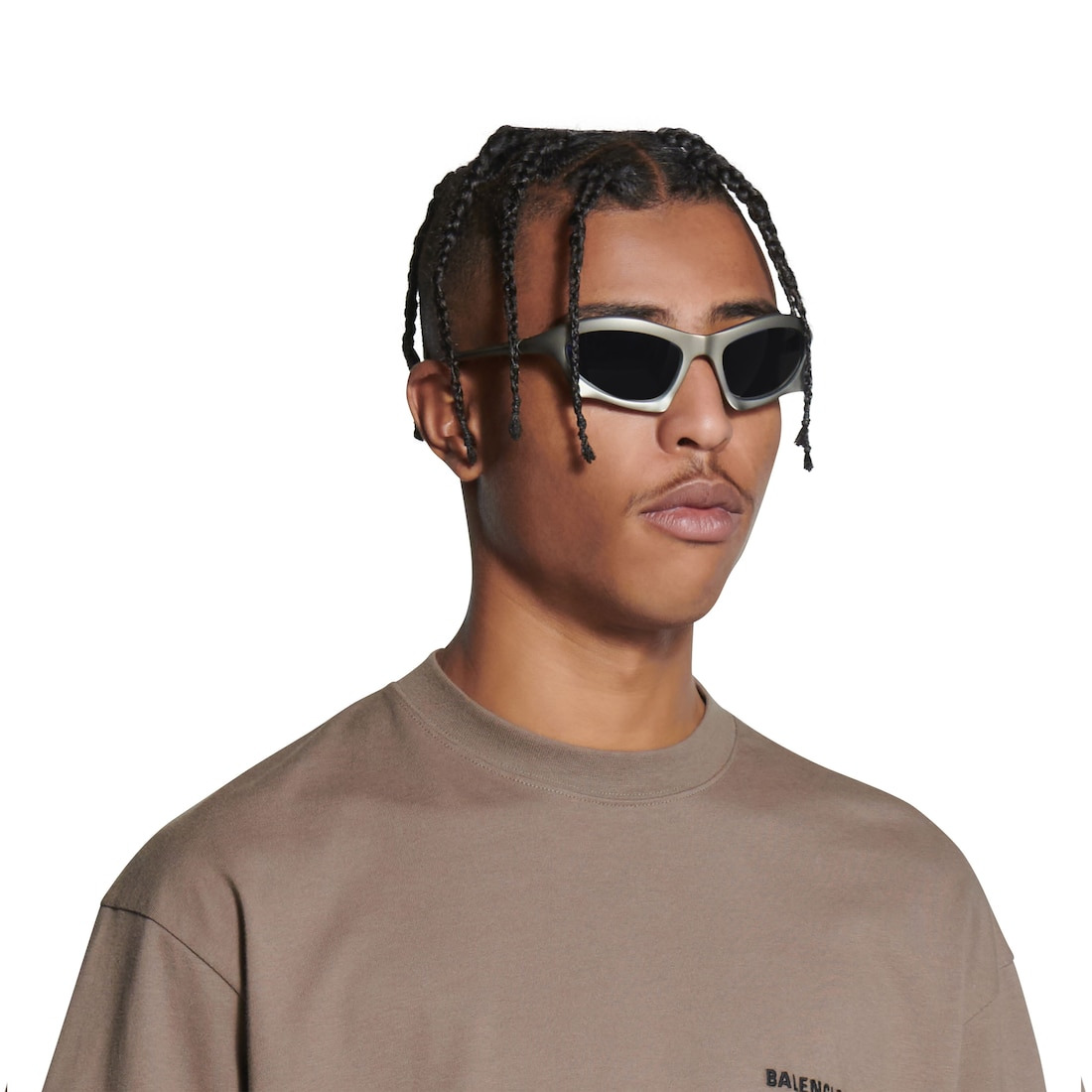 BALENCIAGA Bat Rectangle Sunglasses in Silver | REVERSIBLE