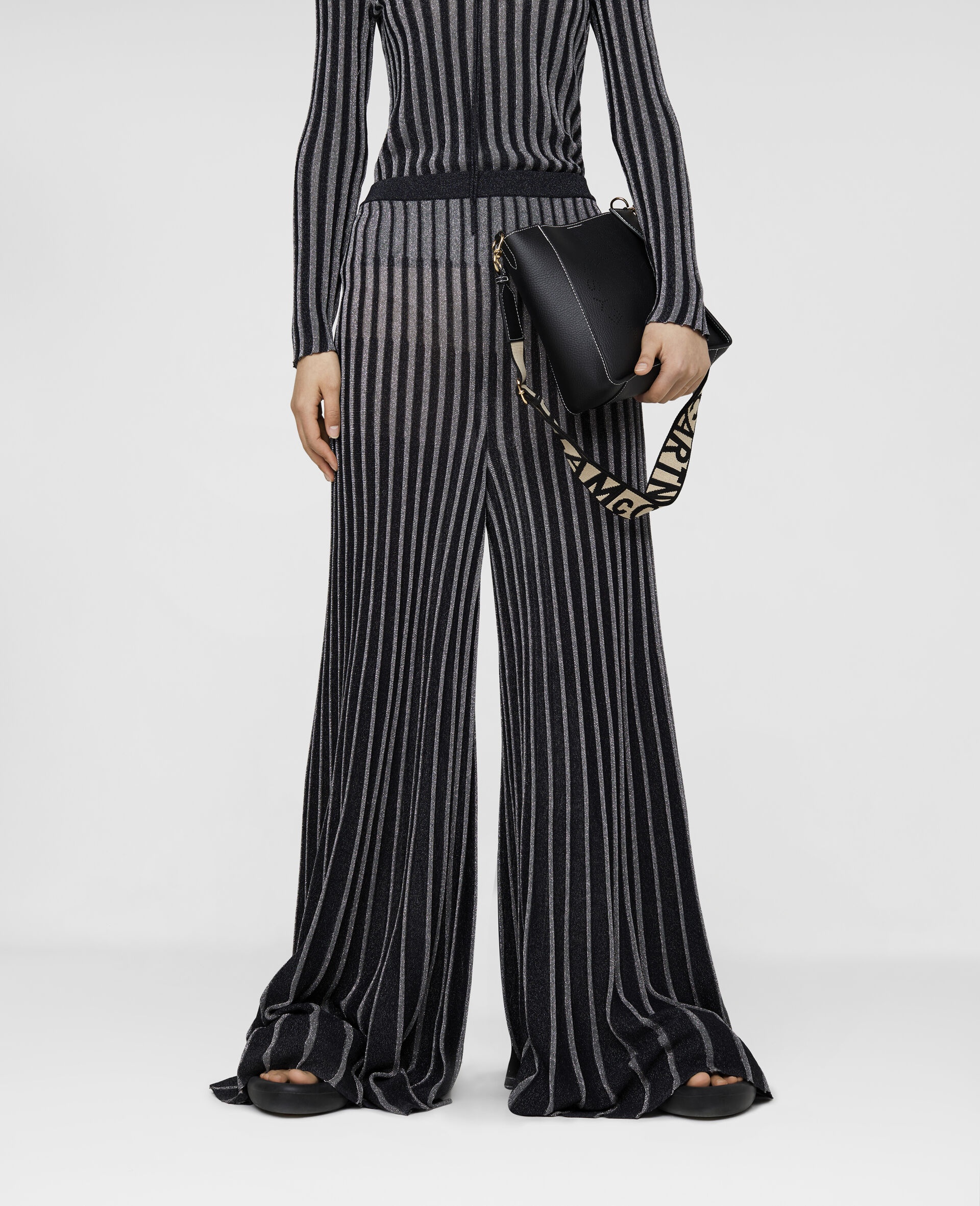 Pleated Knit Trousers with Pinstripes - 4