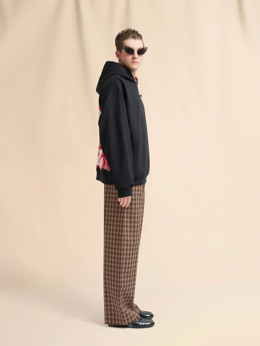 BROWN WOOL TROUSERS WITH CHECKED PATTERN - 5