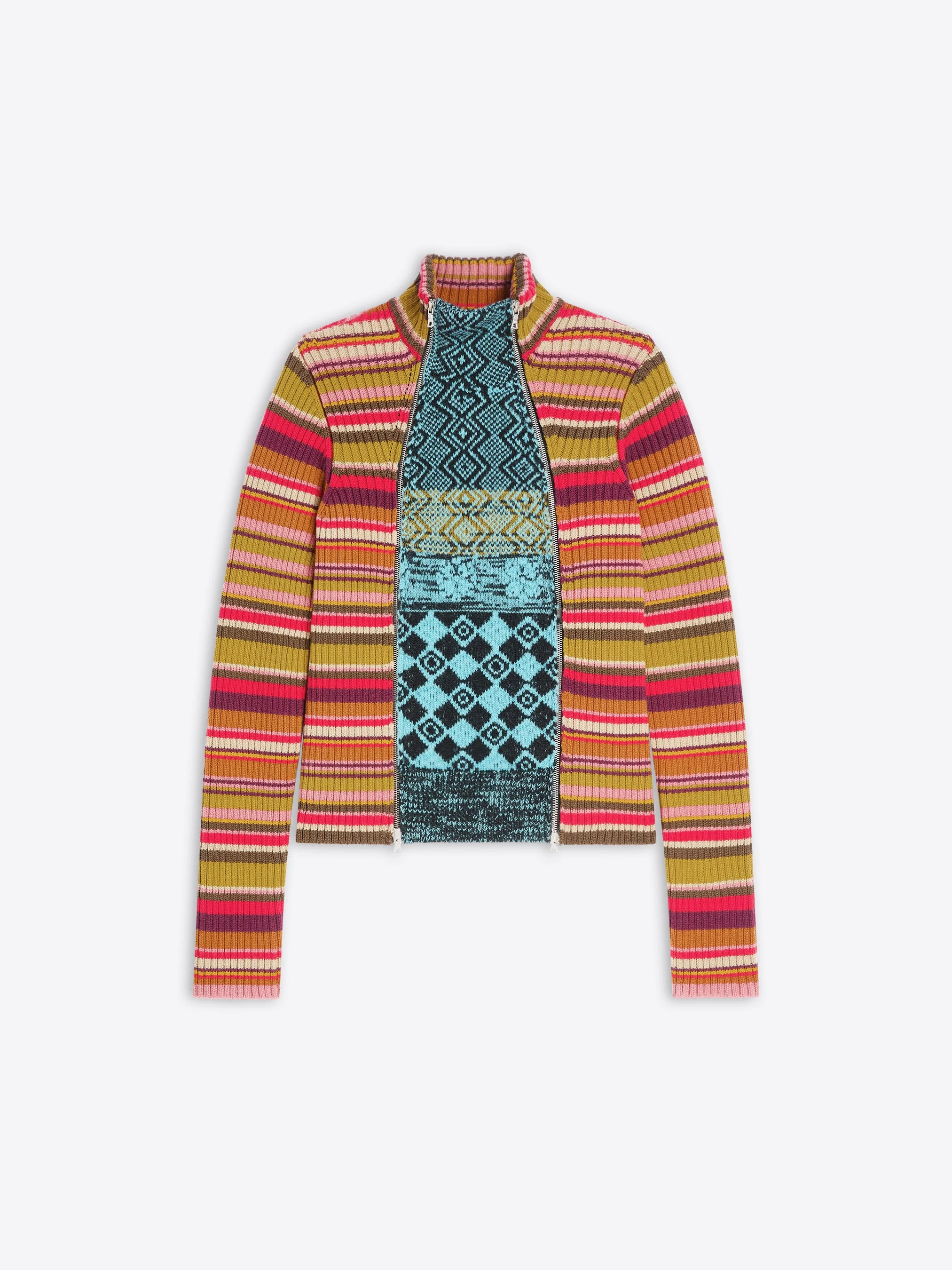 RIBBED WOOL CARDIGAN - 1
