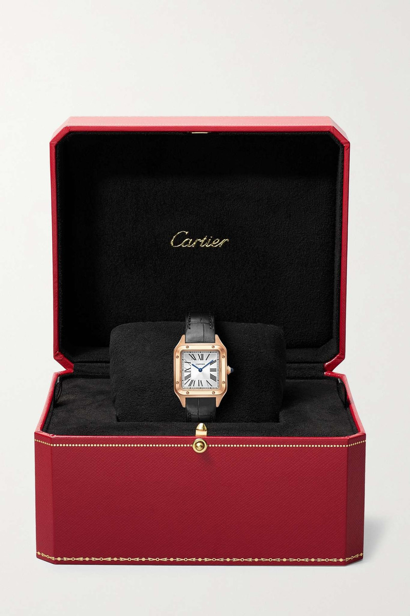 Santos-Dumont 38mm small 18-karat rose gold and alligator watch 7
