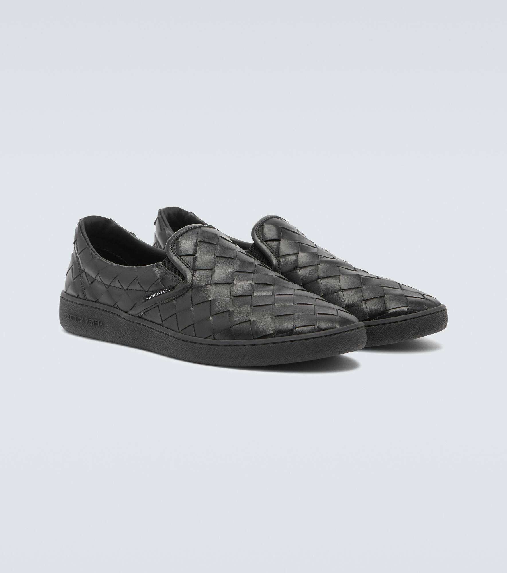 Intrecciato leather slip-on sneakers - 5