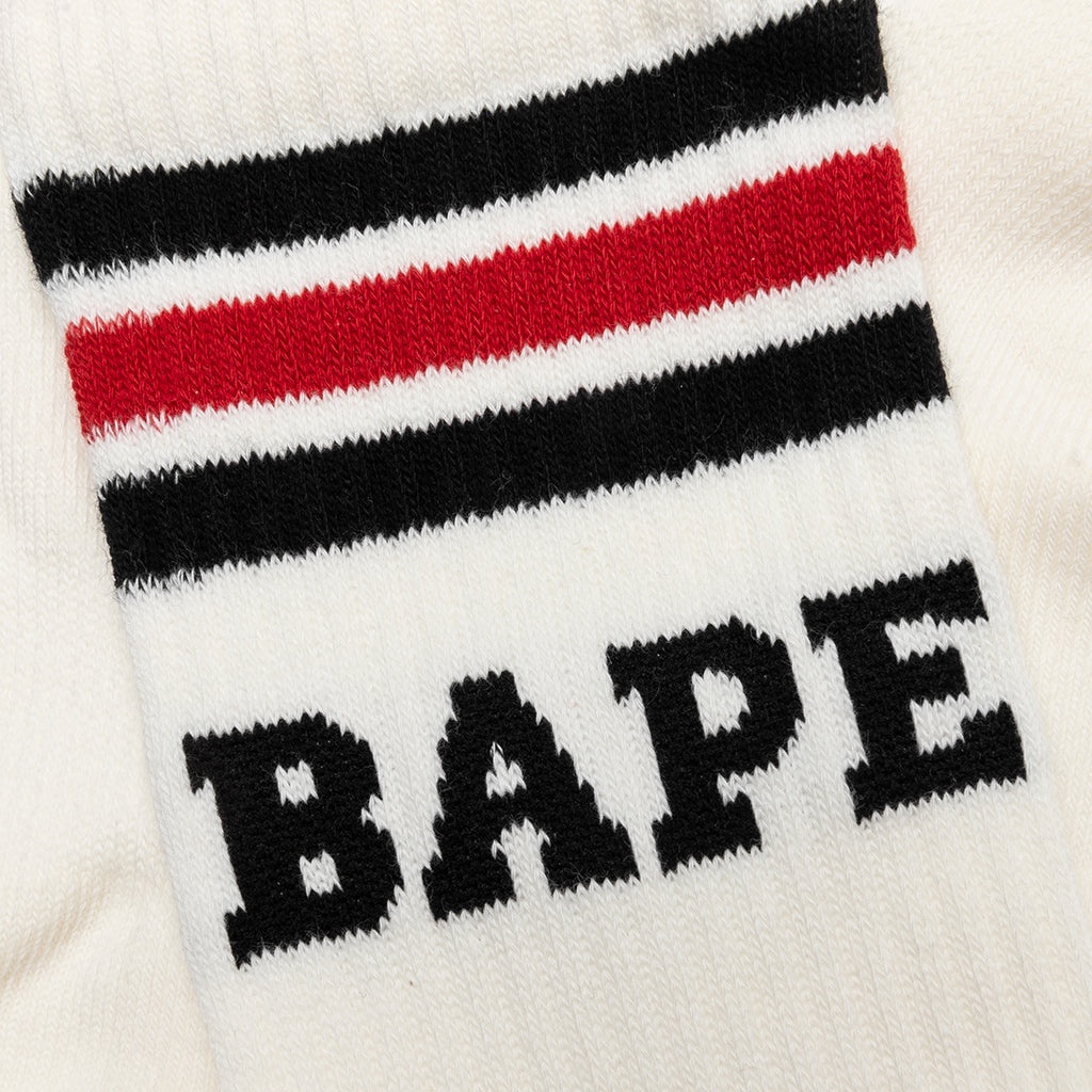 BAPE STRIPE SOCKS - BLACK/RED - 2