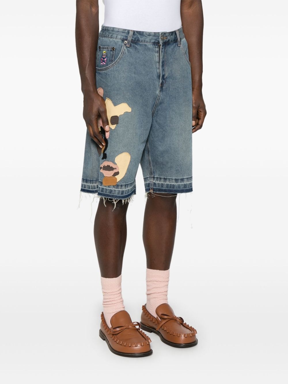 patchwork-face shorts - 3