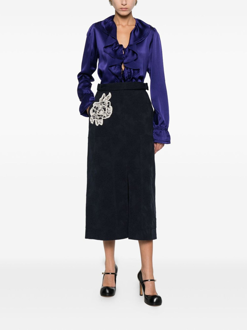 Erdem floral-appliqué midi skirt outlook