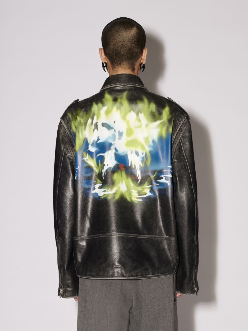 PRINTED LEATHER RIDER JACKET - 6