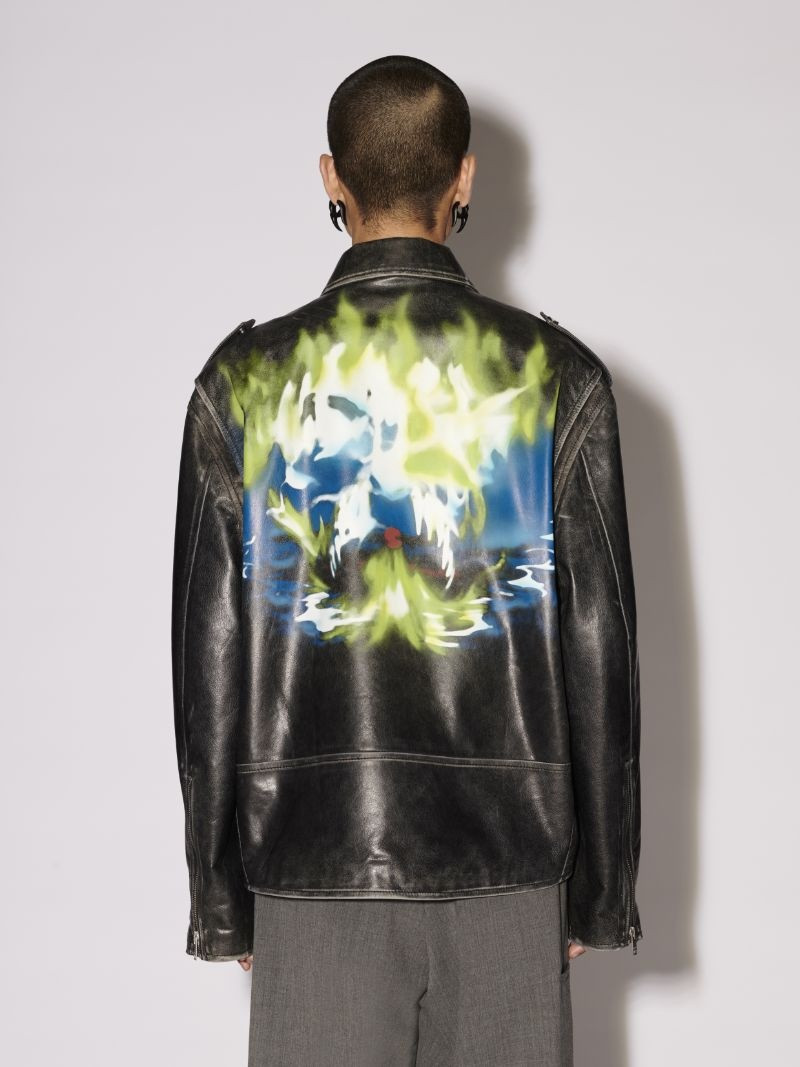PRINTED LEATHER RIDER JACKET 6
