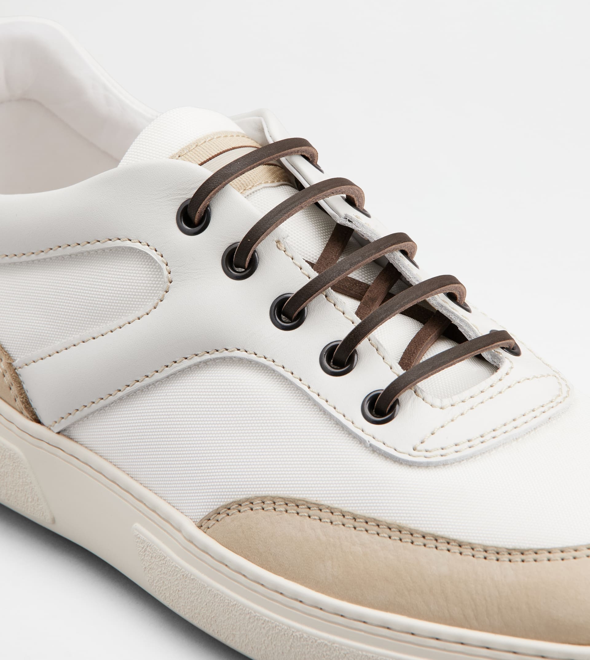 SNEAKERS IN NUBUCK AND FABRIC - BEIGE, WHITE - 5