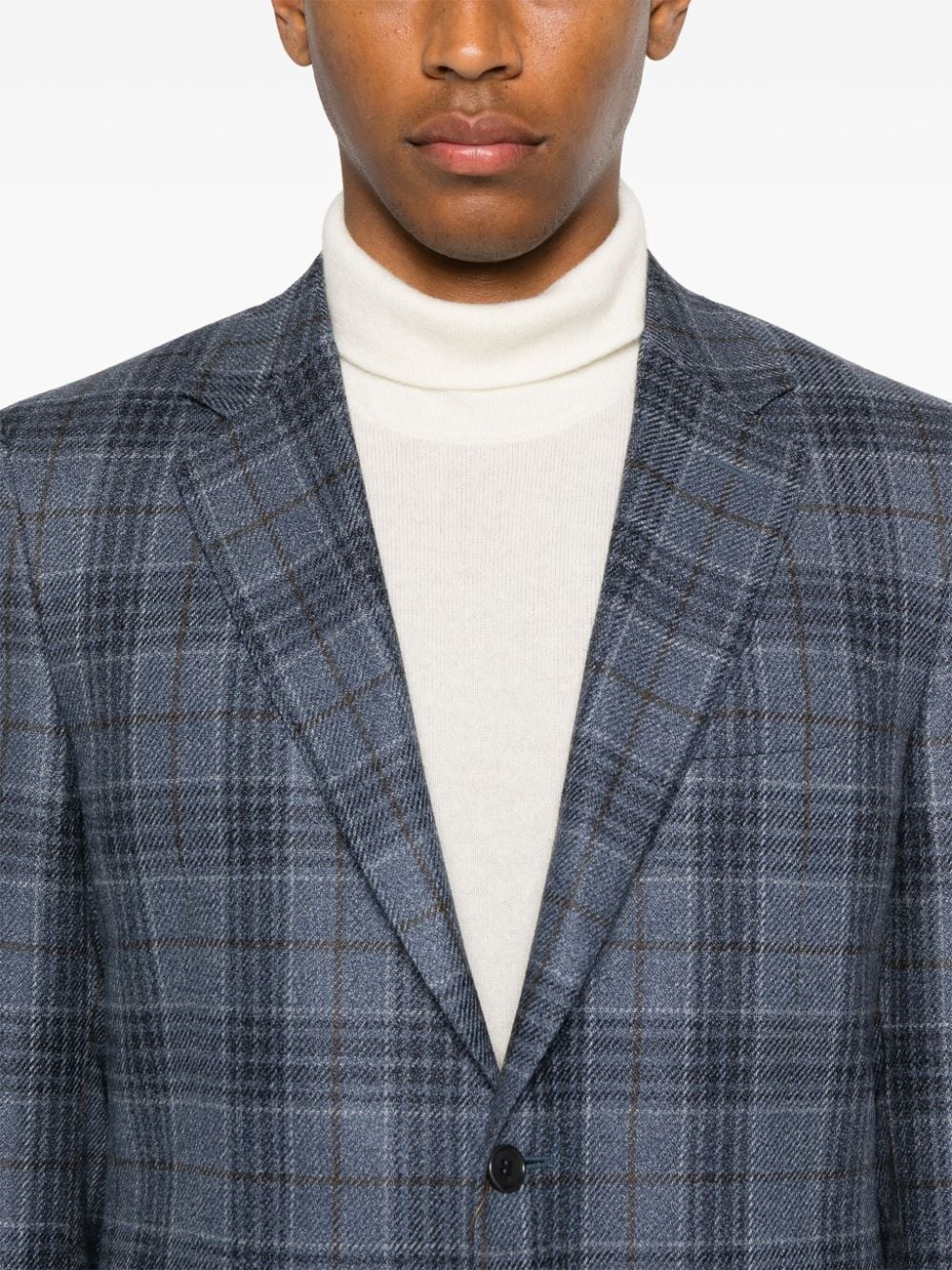 checked single-breasted blazer - 5