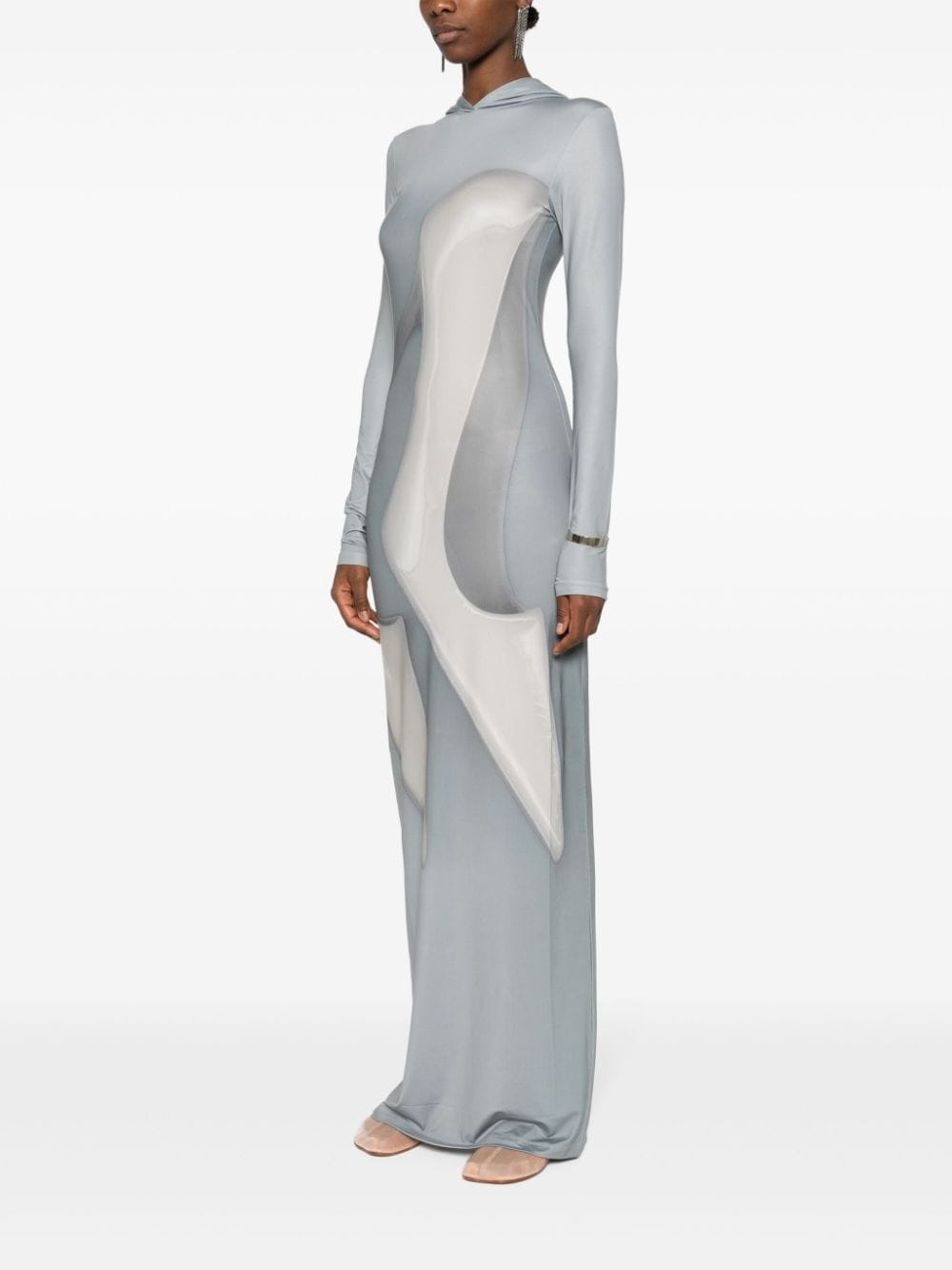 stiletto-print hooded maxi dress - 3