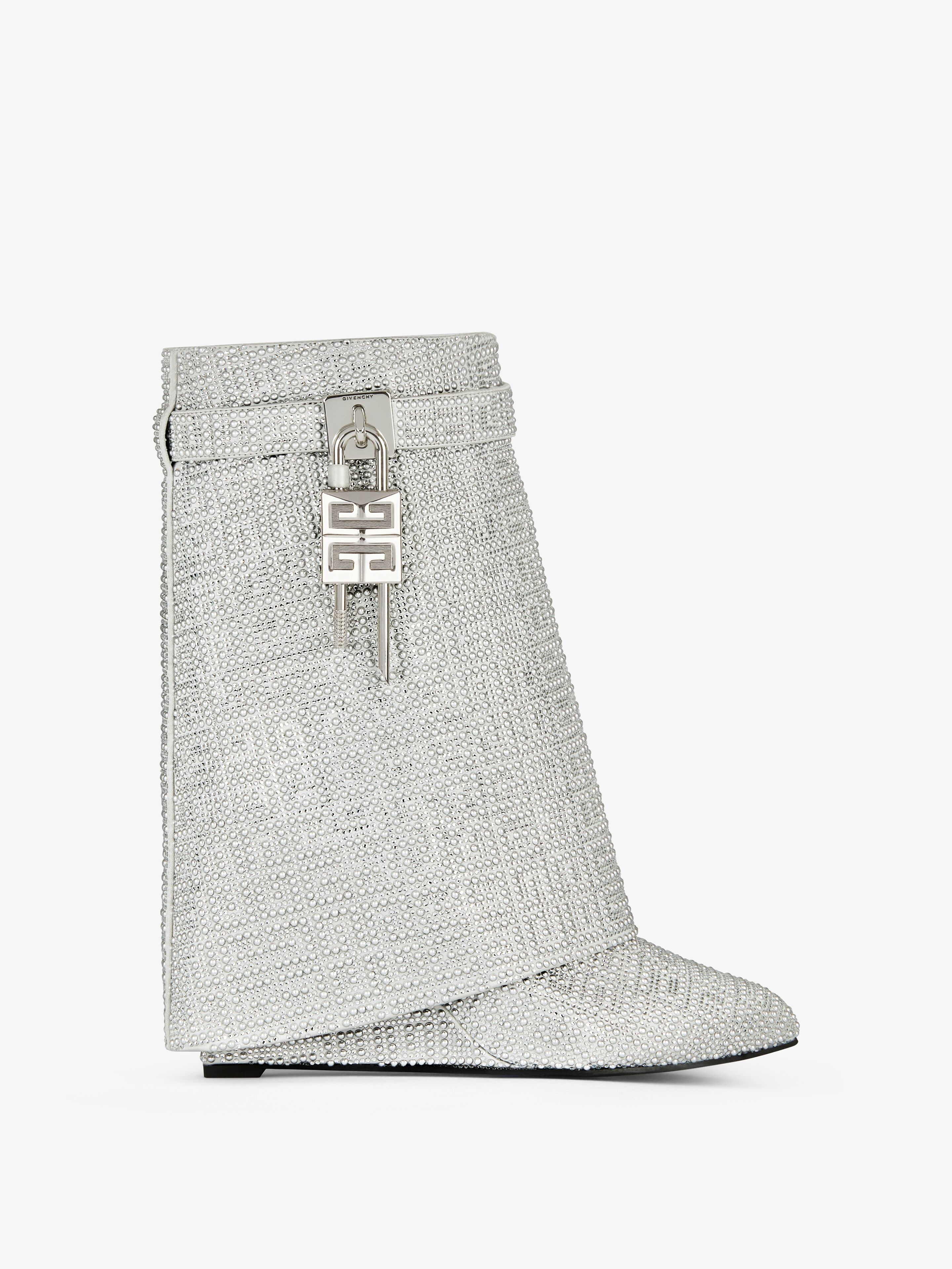 SHARK LOCK ANKLE BOOTS IN SATIN WITH 4G STUDS AND STRASS - 1