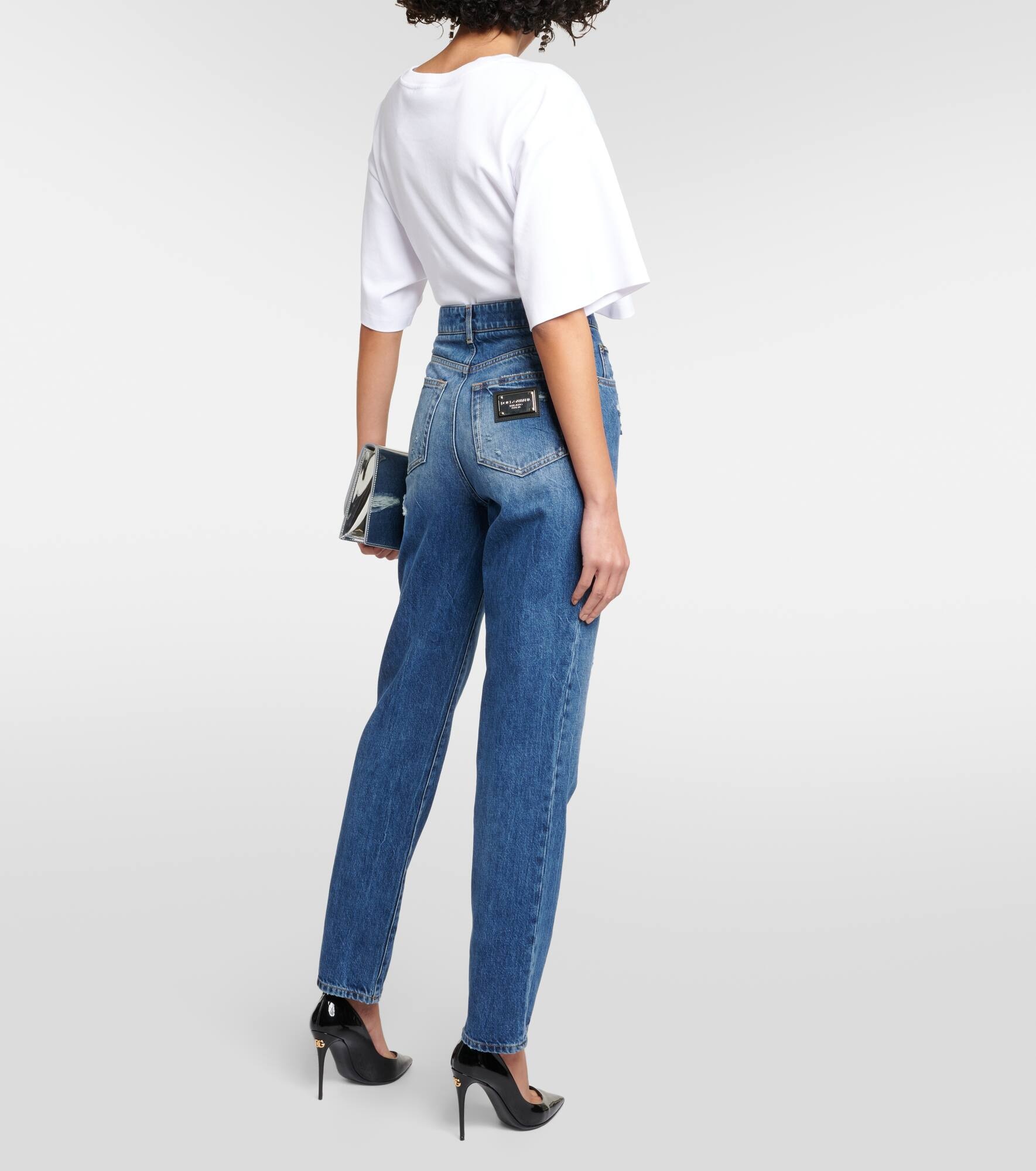 Distressed high-rise straight jeans - 3