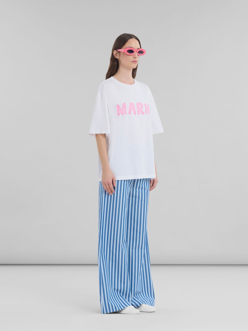 BLUE AND WHITE STRIPED BIO POPLIN PYJAMA TROUSERS - 5