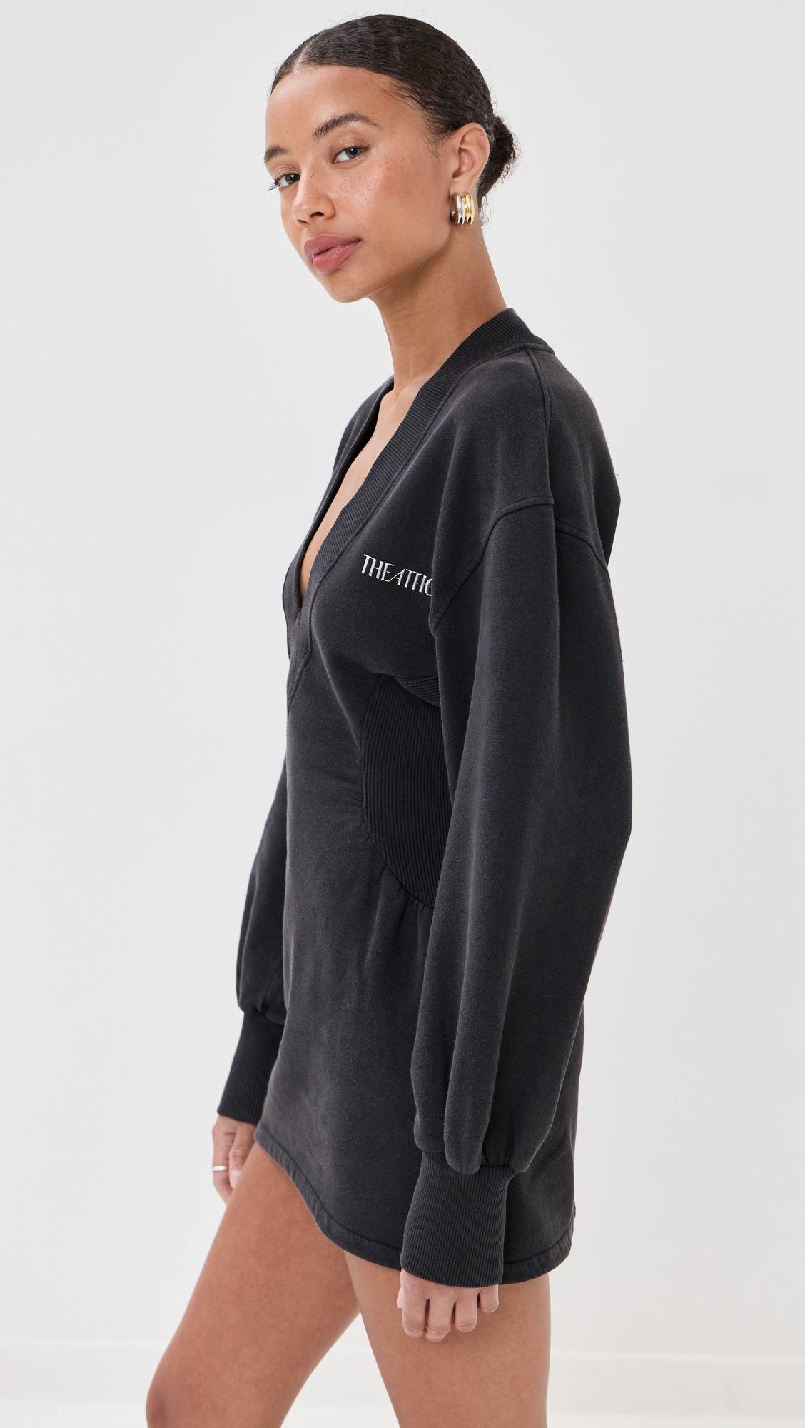 Long Sleeve V Neck Dress - 3