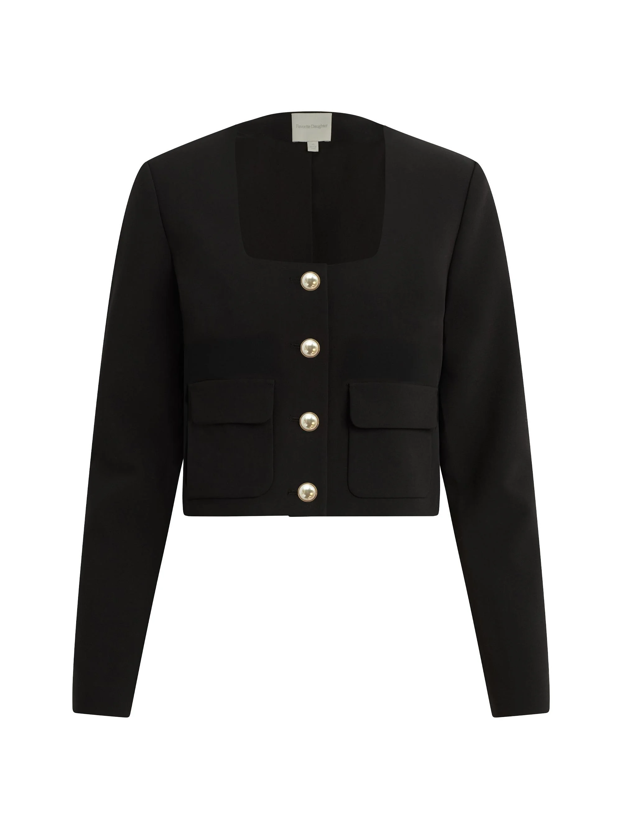Women's The Laura Square-Neck Crop Jacket - Black - 1