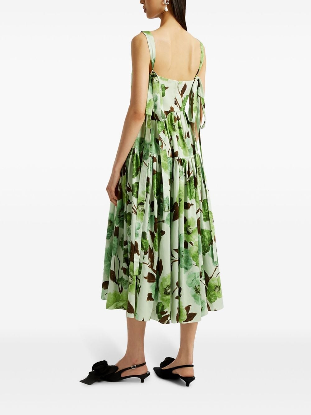 floral-print cotton midi dress - 4