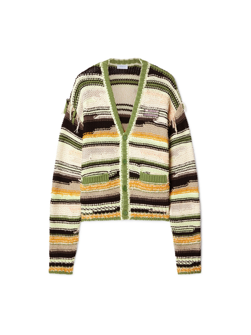 Green Premium Quality Striped Knit Cardigan 1