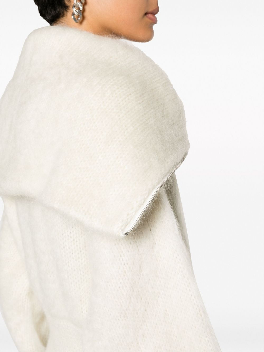 zip-up puff-sleeves cardigan - 5