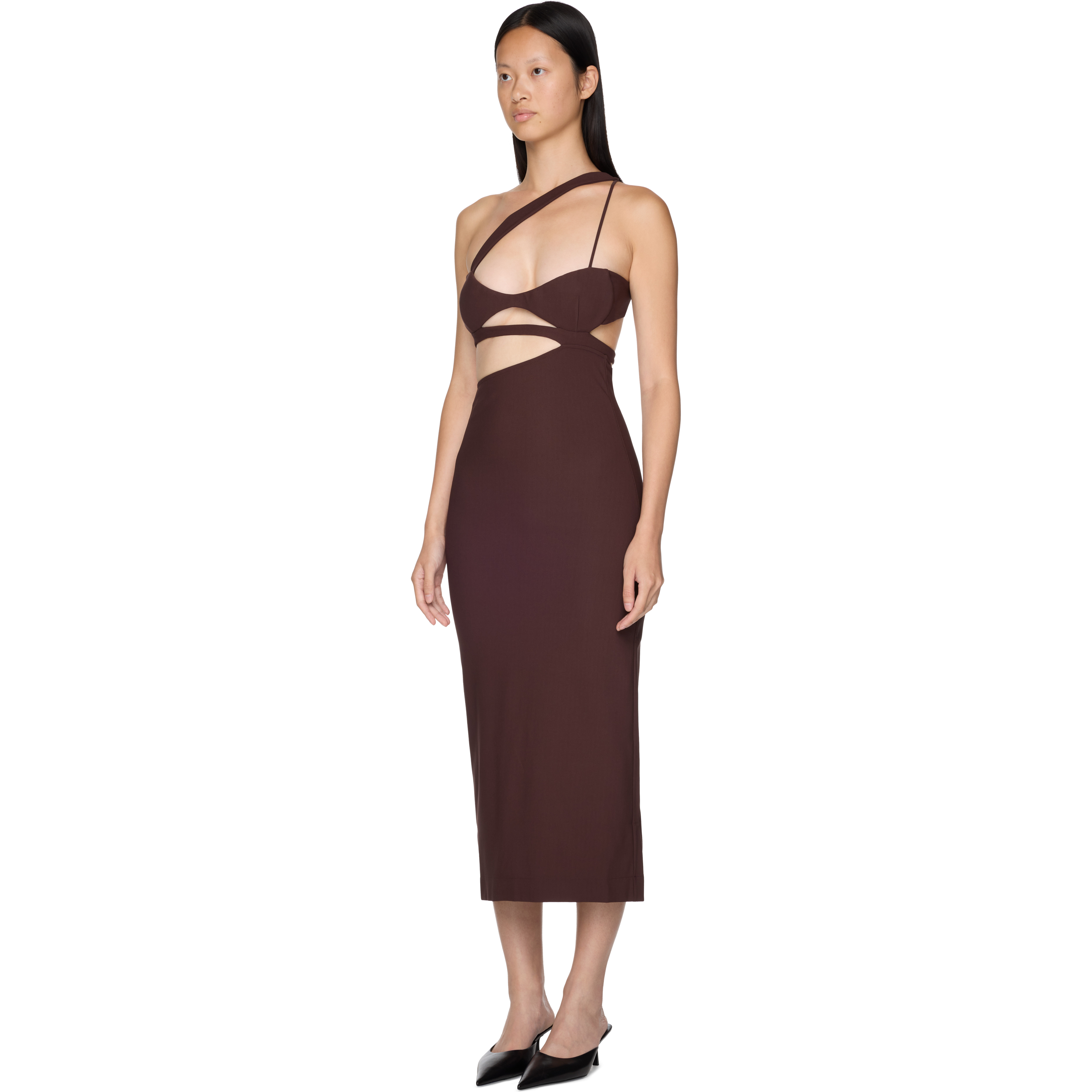 Asymmetric Cut-Out Silk Midi Dress - 2