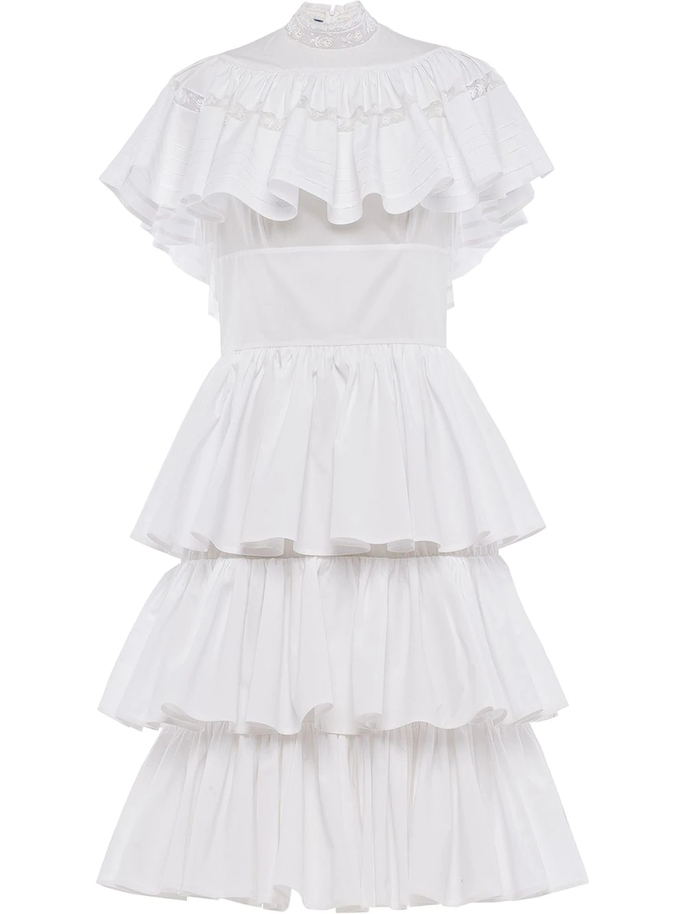 short-sleeve poplin tiered dress - 1