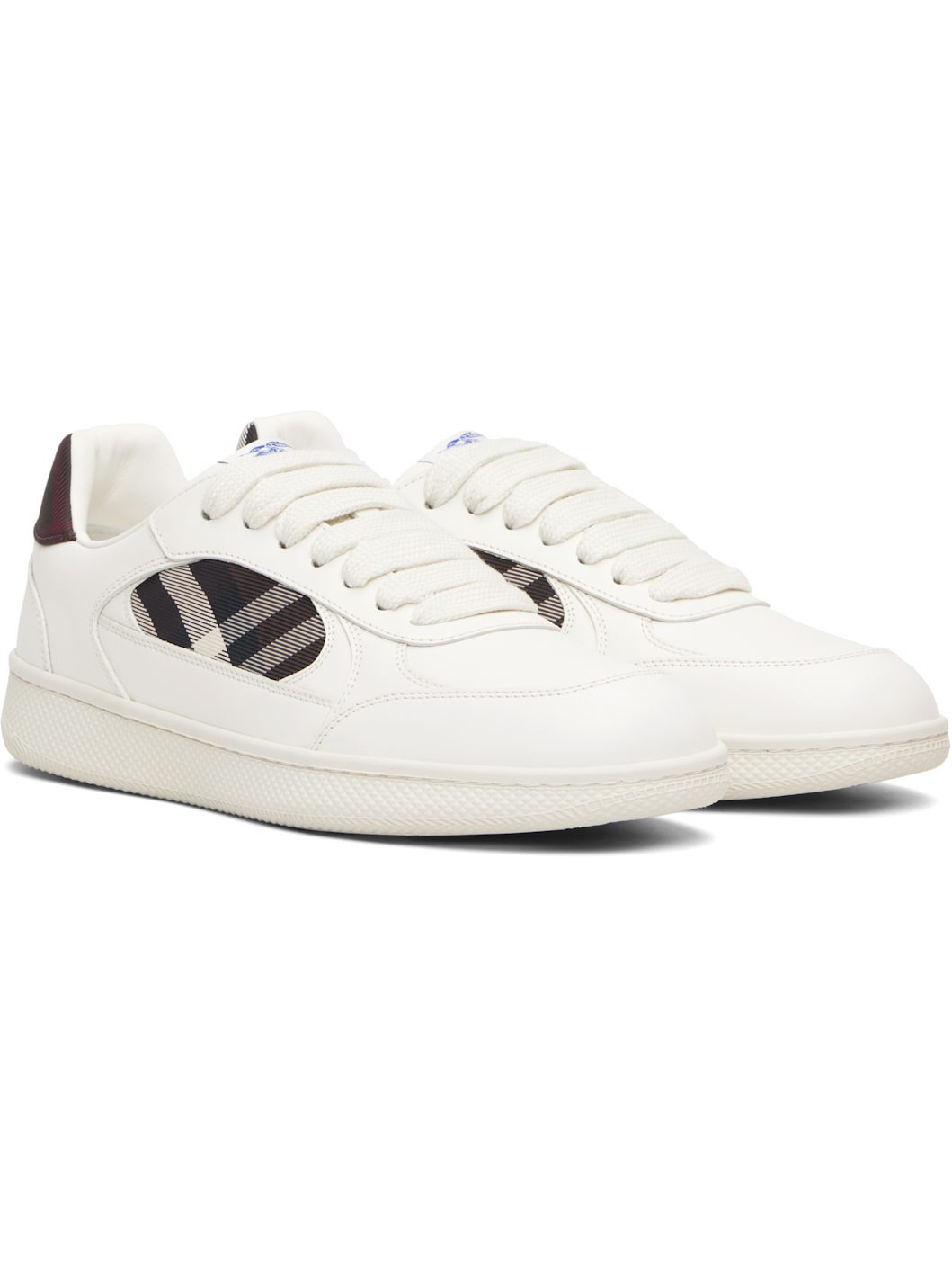 White Leather & Check Terrace Sneakers - 4