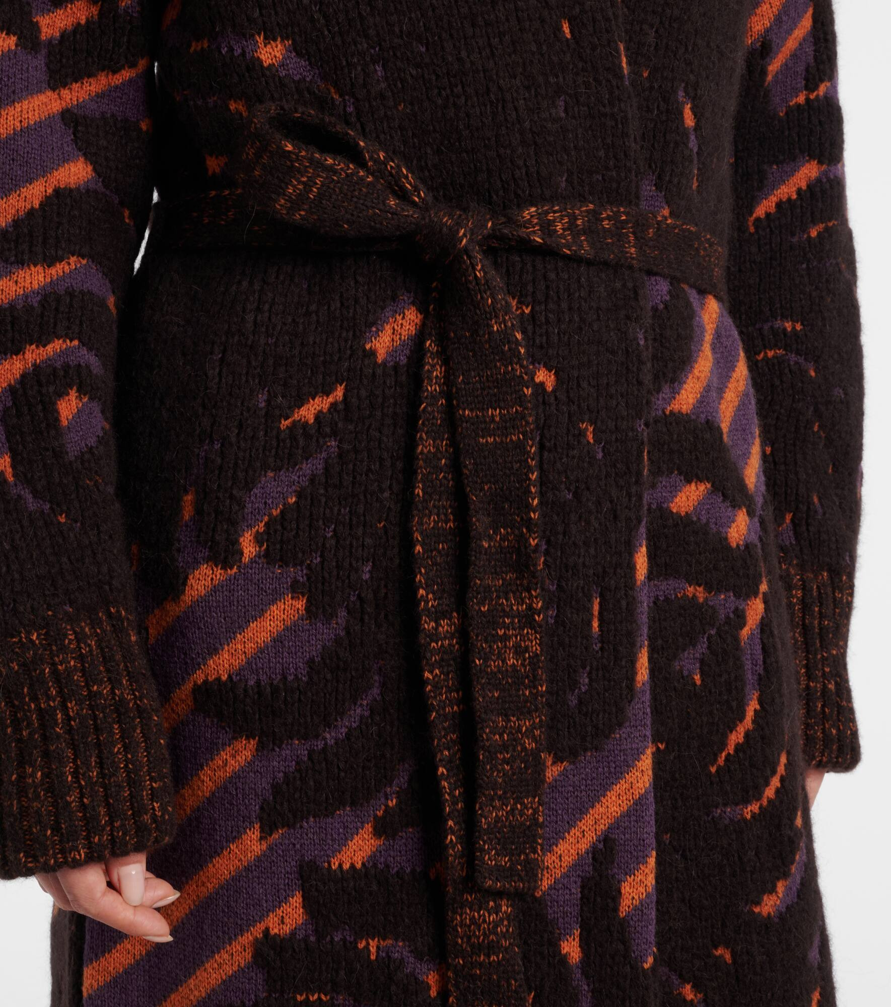 Wool and alpaca-blend jacquard wrap coat - 5