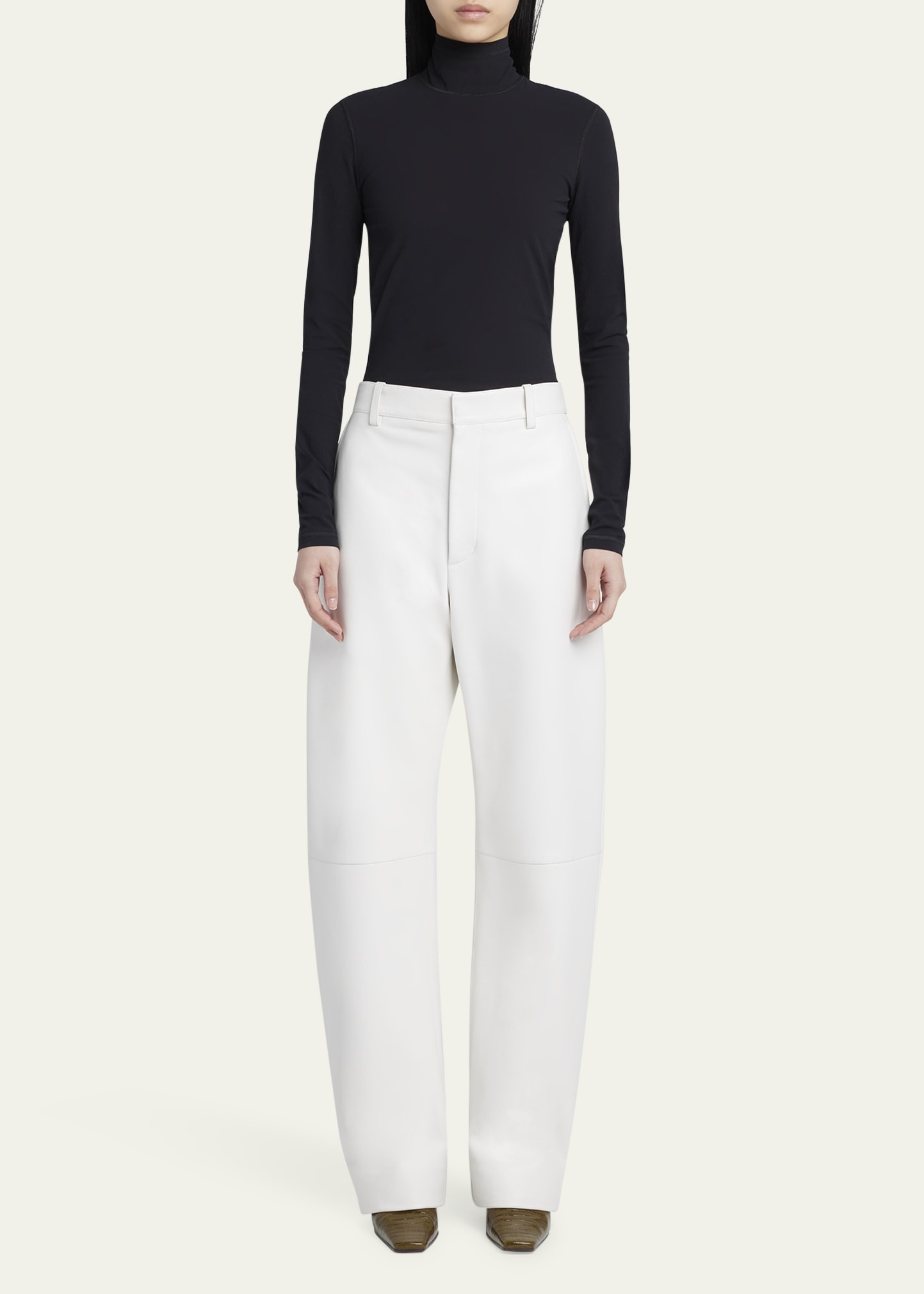 Napa Leather Rounded Leg Trousers - 2
