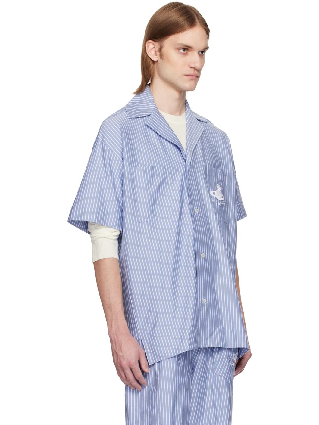 Blue & White Camp Shirt - 2