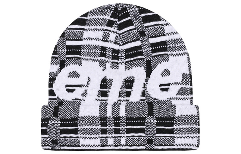 Supreme Supreme Big Logo Beanie 'White Plaid' SUP-FW23-2439 outlook