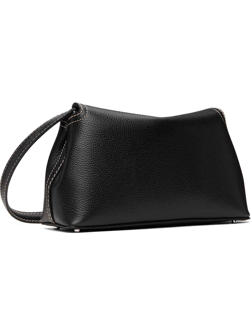 Black T-Lock Grained-Leather Clutch - 3