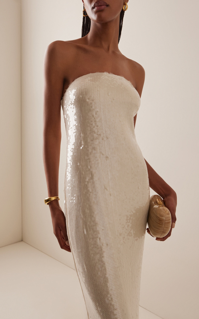 ROTATE Sequin Maxi Dress ivory outlook